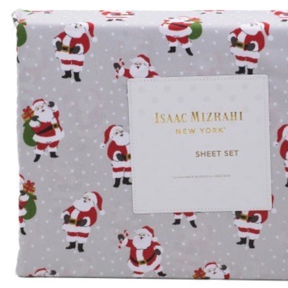 New Isaac Mizrahi Christmas Santa Sheet Set - FULL Size - Picture 1 of 1
